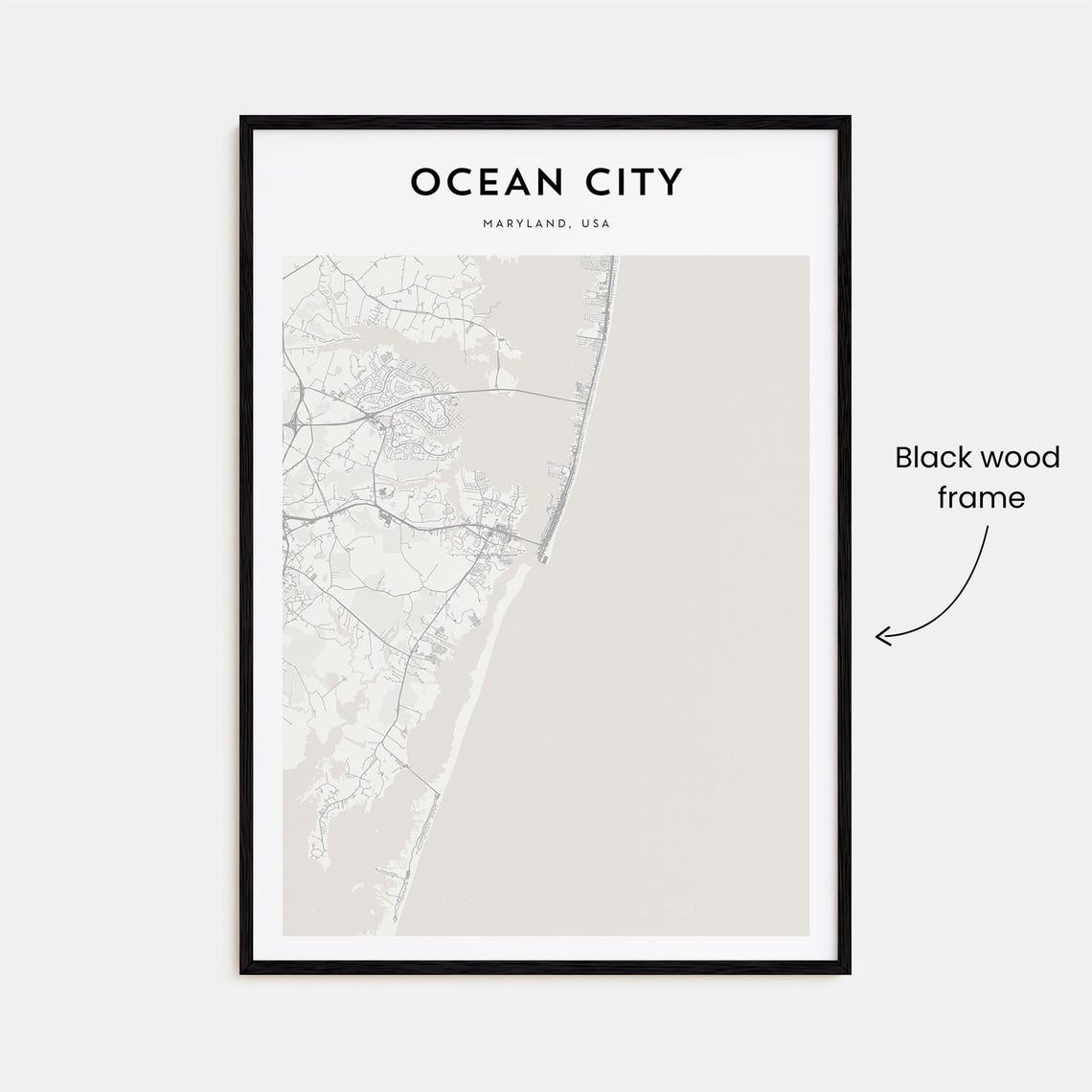 Ocean City Maryland Minimalist Detailed Coastal City Map Poster - Image 3