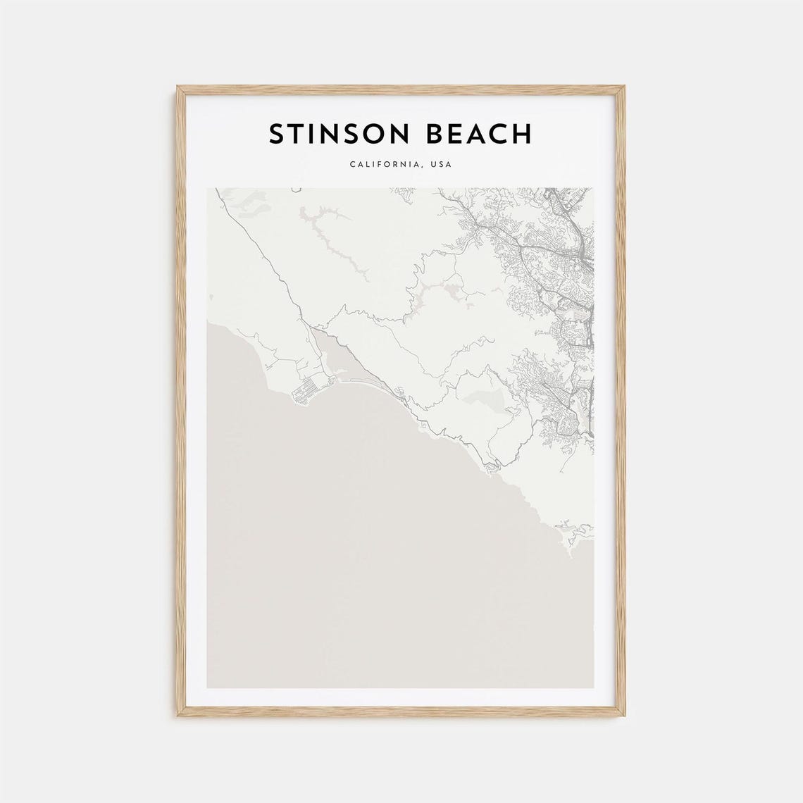 Stinson Beach California Minimalist Coastal Map Art Home Decor Poster