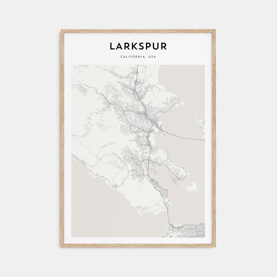 Larkspur California Marin County Minimalist City Street Map Poster