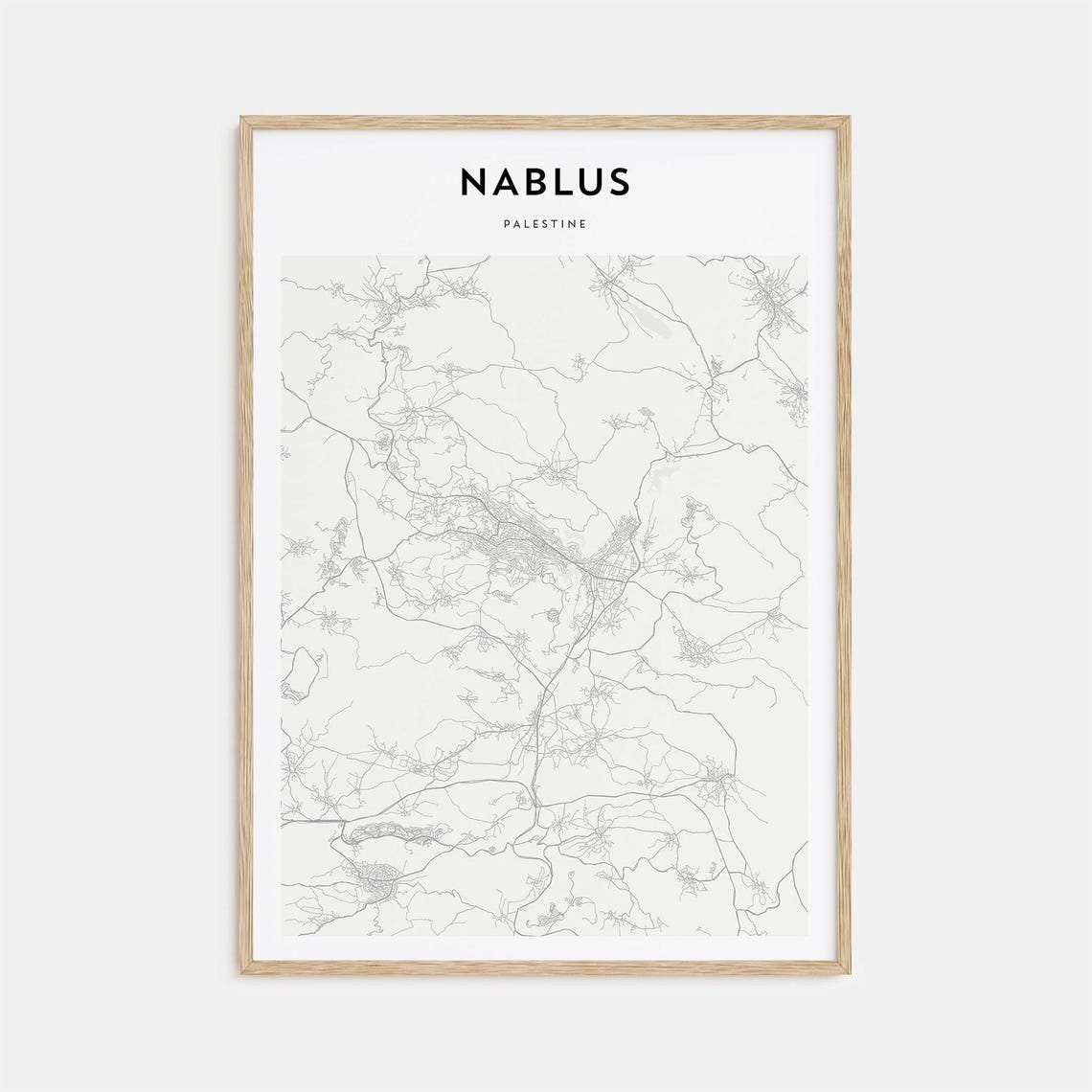 Nablus Palestine Minimalist City Map Poster for Modern Home Decor