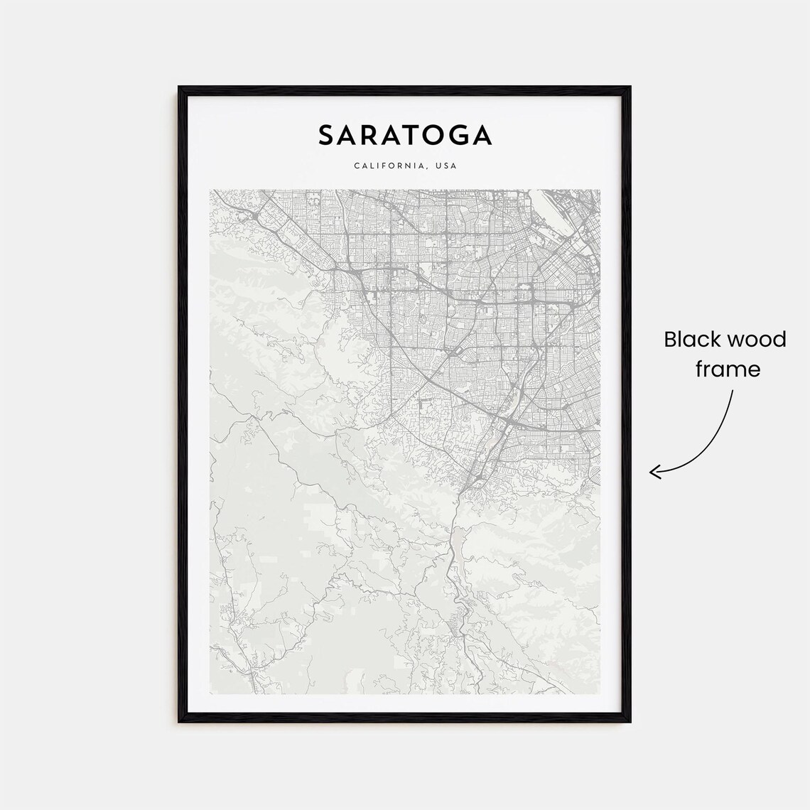 Saratoga California USA Scandinavian Minimalist City Map Travel Poster - Image 3