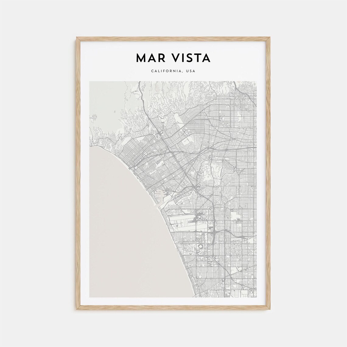 Mar Vista Los Angeles Minimalist City Street Map Travel Poster