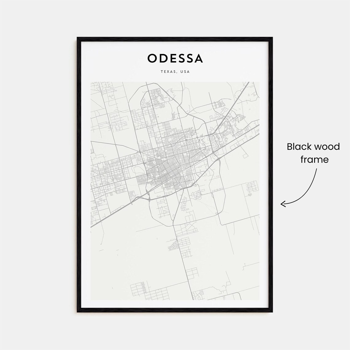 Odessa West Texas Minimalist Street Map City Travel Art Poster - Image 3