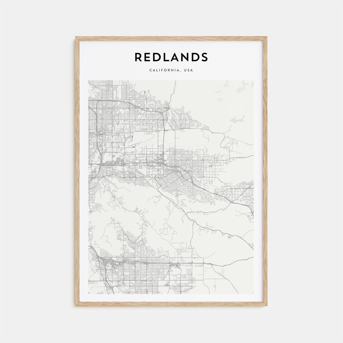 Redlands California USA Minimalist Street City Map Decor Art Poster