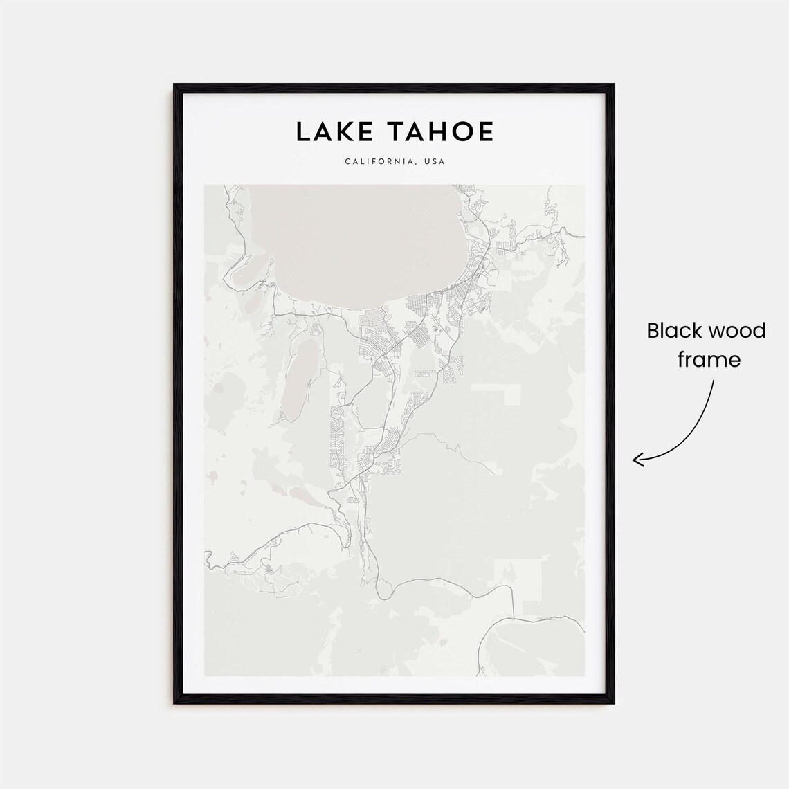 Lake Tahoe California Sierra Nevada Mountains Minimalist Map Poster - Image 3