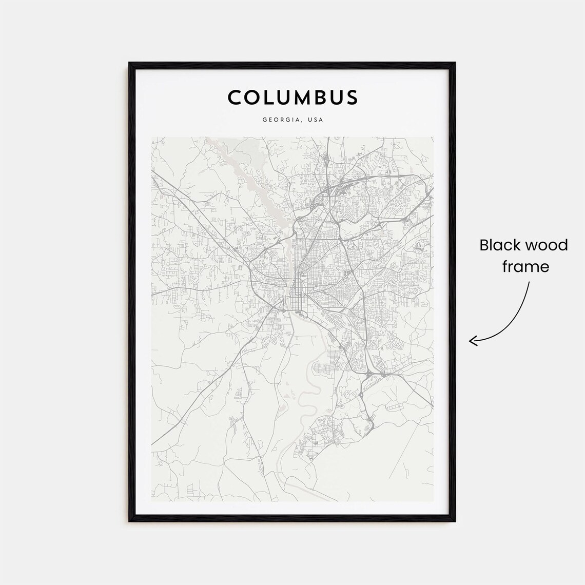 Columbus Georgia USA Detailed Street Map Minimalist Modern Poster - Image 3