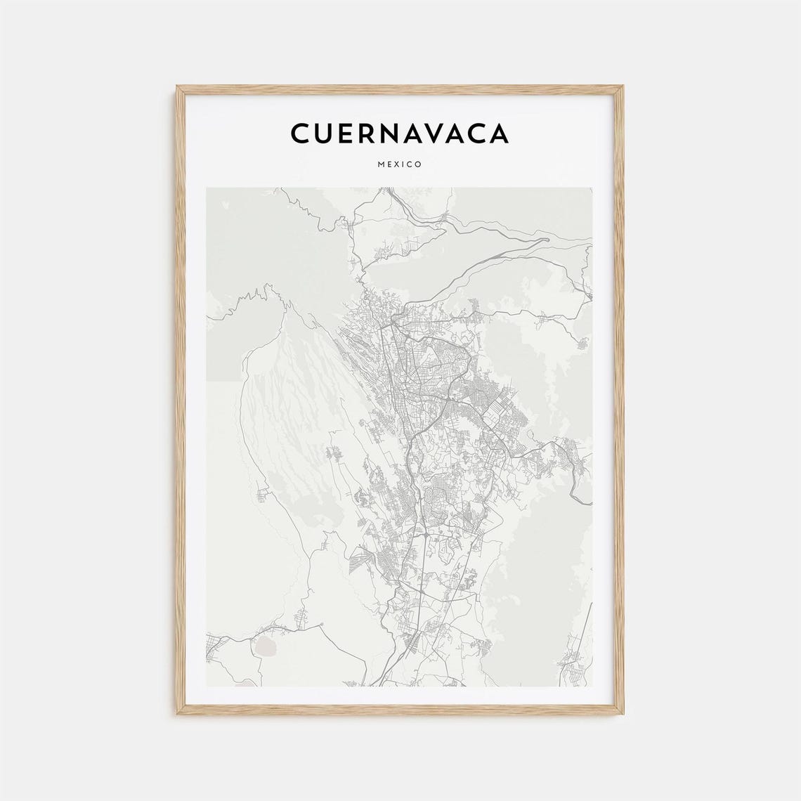 Cuernavaca Mexico Modern Minimalist City Street Map Travel Poster
