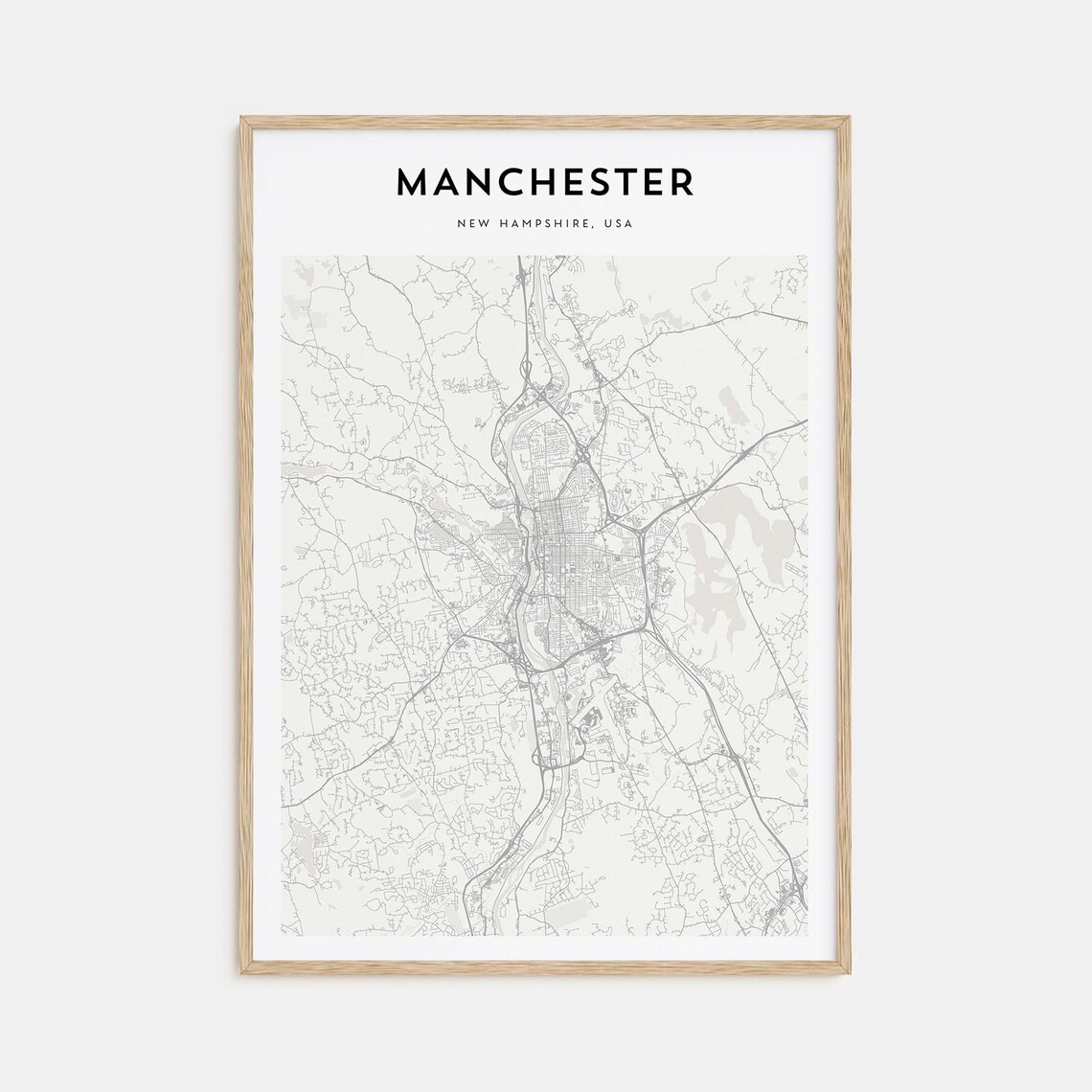 Manchester New Hampshire Minimalist City Street Map Art Poster