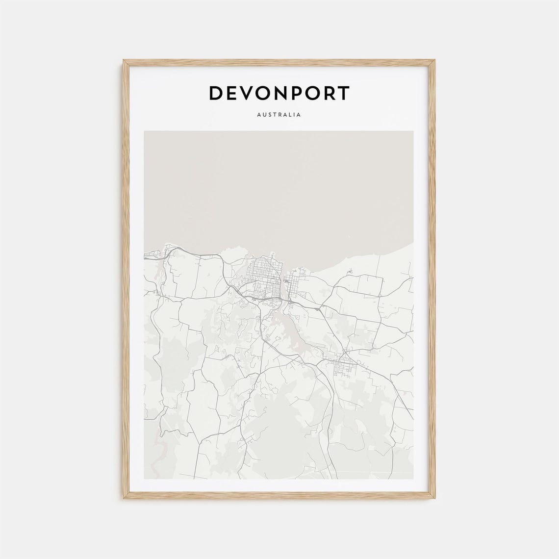 Devonport Australia Modern Minimalist City Street Map Travel Poster