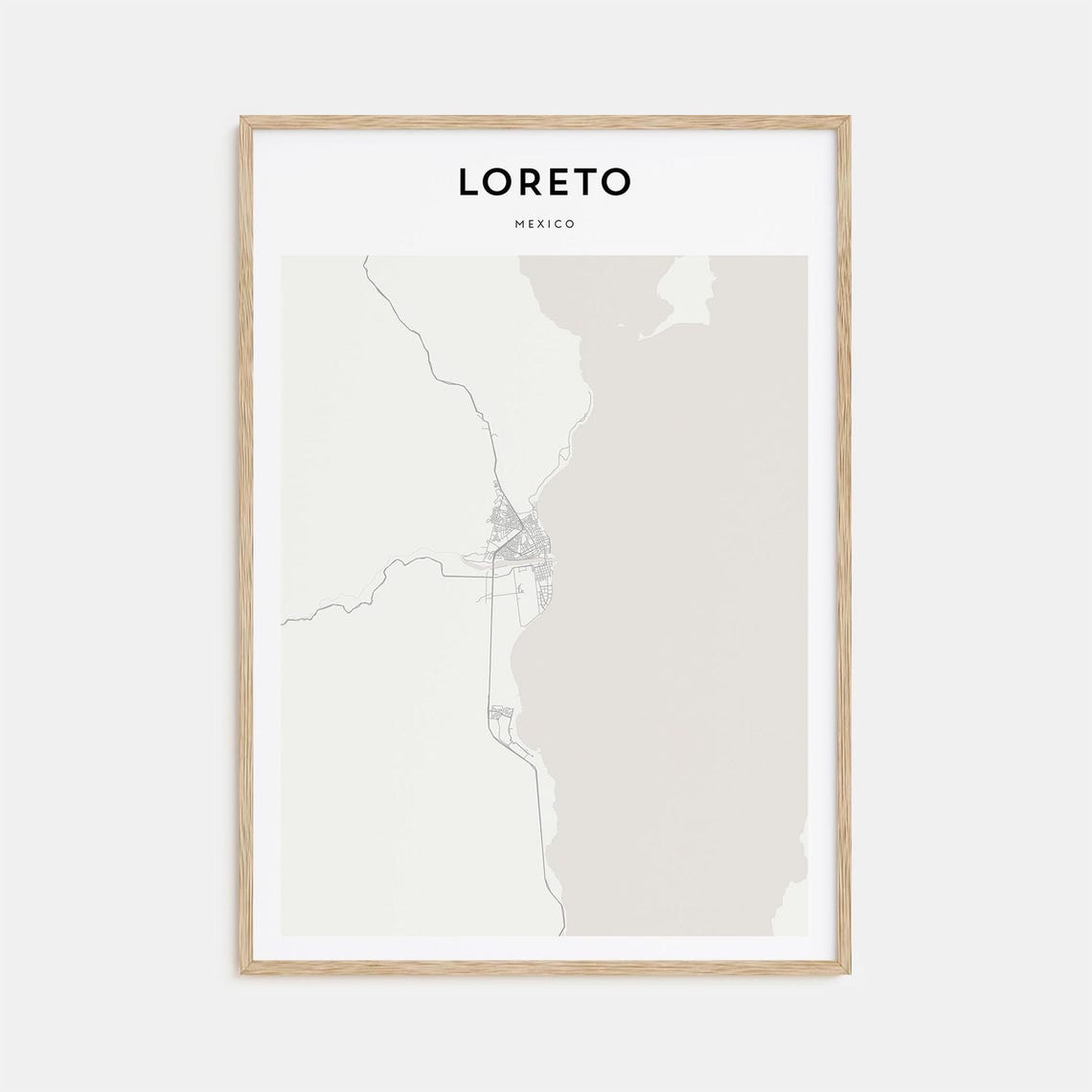 Loreto Mexico Minimalist Street Map Poster For Modern Travel Decor
