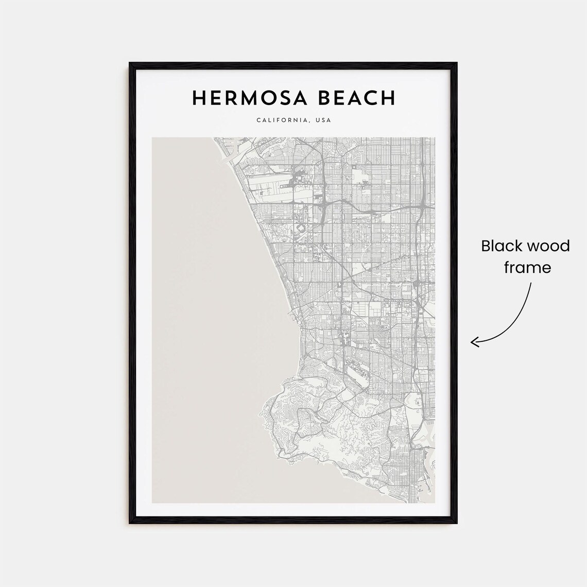 Hermosa Beach California Minimalist Coastal Street Map Poster - Image 3