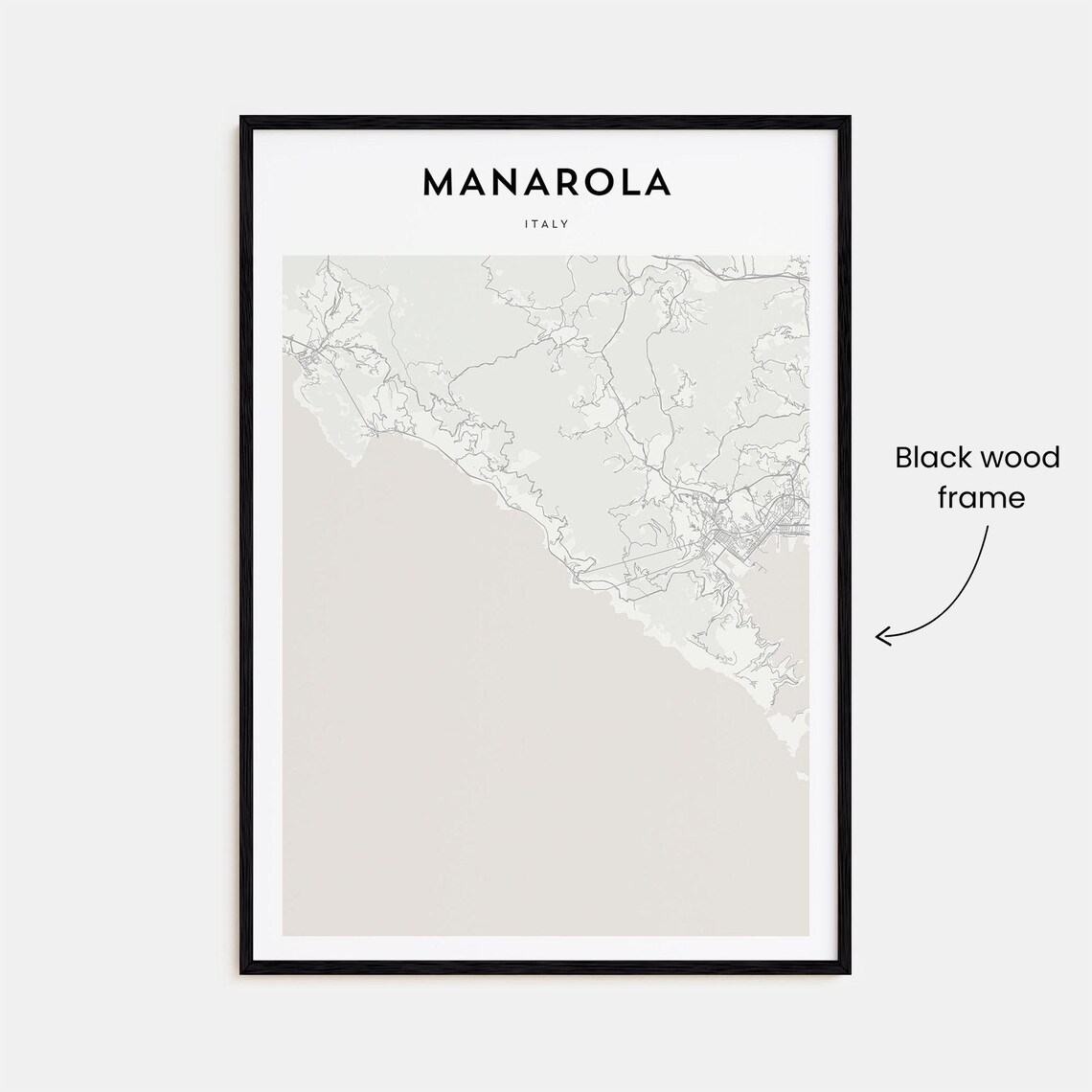 Manarola Italy Minimalist City Street Map Black White Art Poster - Image 3