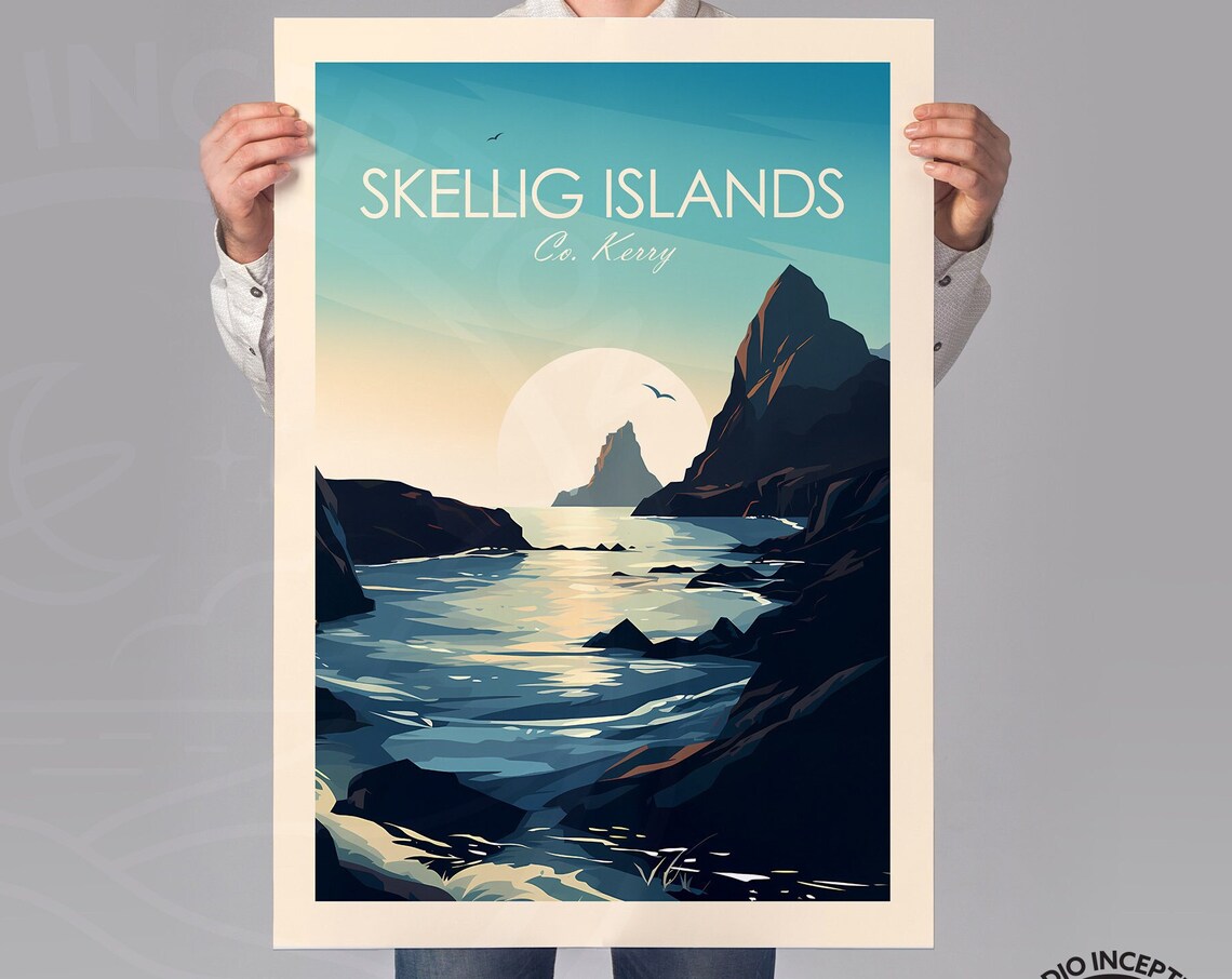 Skellig Islands Travel Poster, Ireland Travel Art Print - Image 3