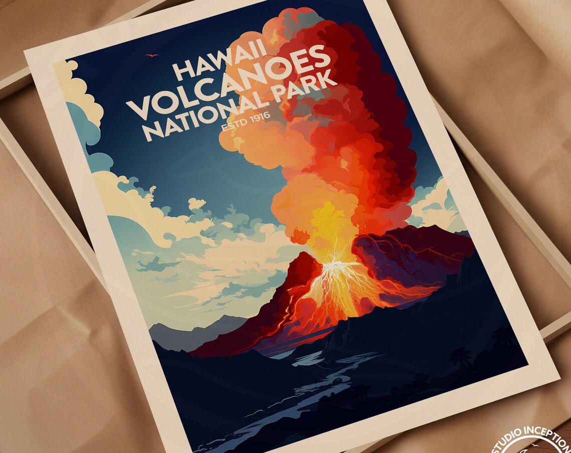 Hawaii Volcanoes National Park Travel Poster, The Big Island - Image 3