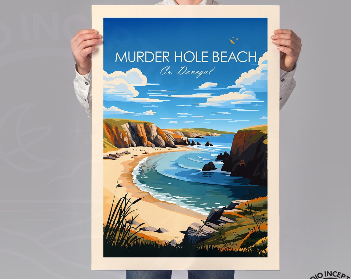 Murder Hole Beach County Donegal Ireland Cove Cliff Travel Poster - Image 3