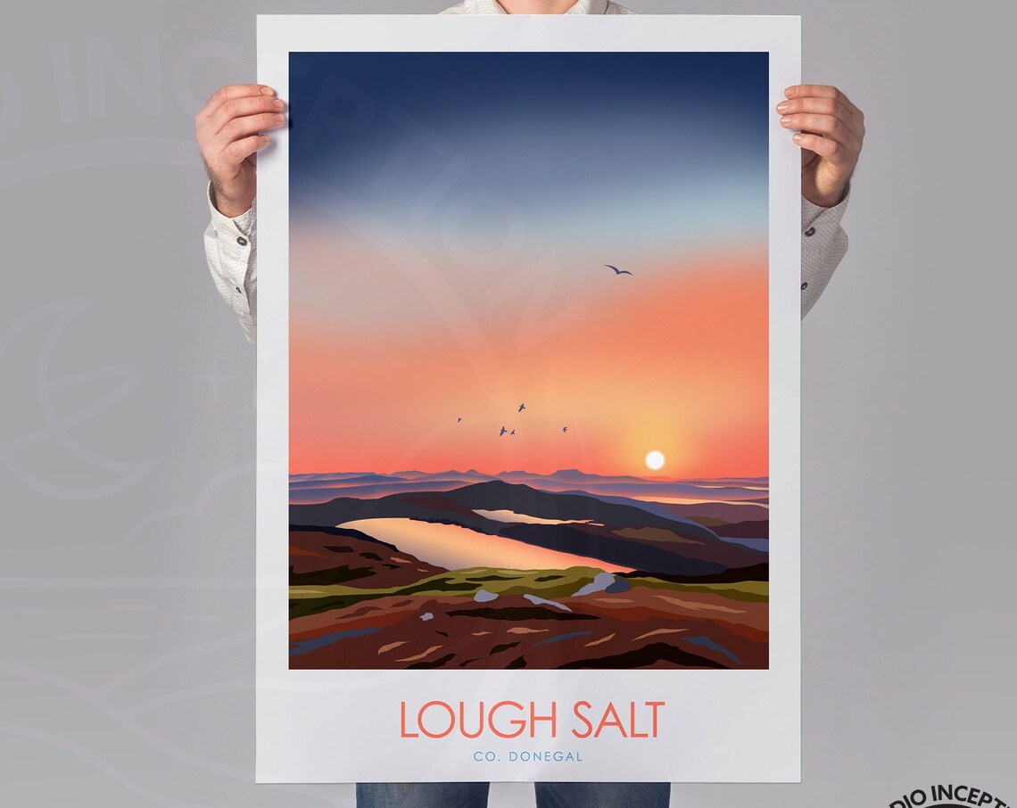 Lough Salt Co Donegal Travel Poster, Irish Art - Image 3