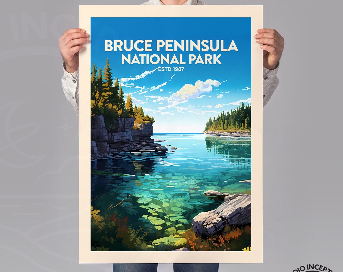 Bruce Peninsula National Park Canada Georgian Bay Cliffs Poster - Image 2