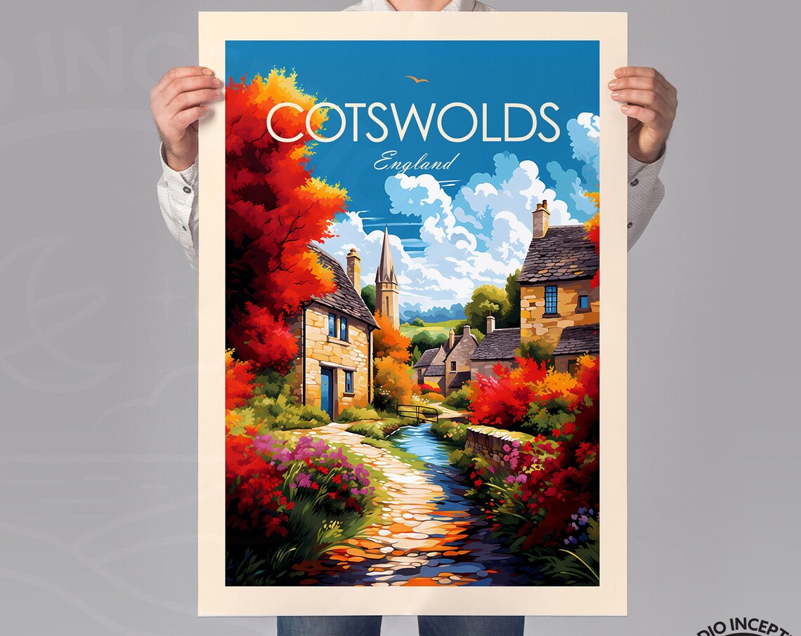 Cotswolds Travel Poster Print, England Home Decor - Image 2
