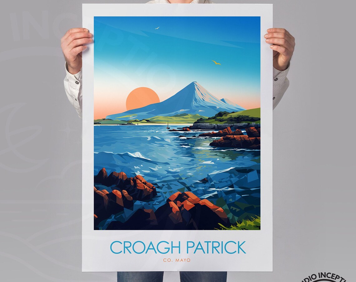 Croagh Patrick Ireland Travel Poster, Wall Art Print - Image 3
