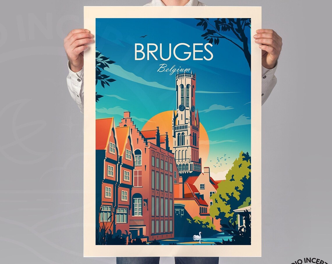 Bruges Traditional Travel Poster, Belgium Wall Art - Image 3