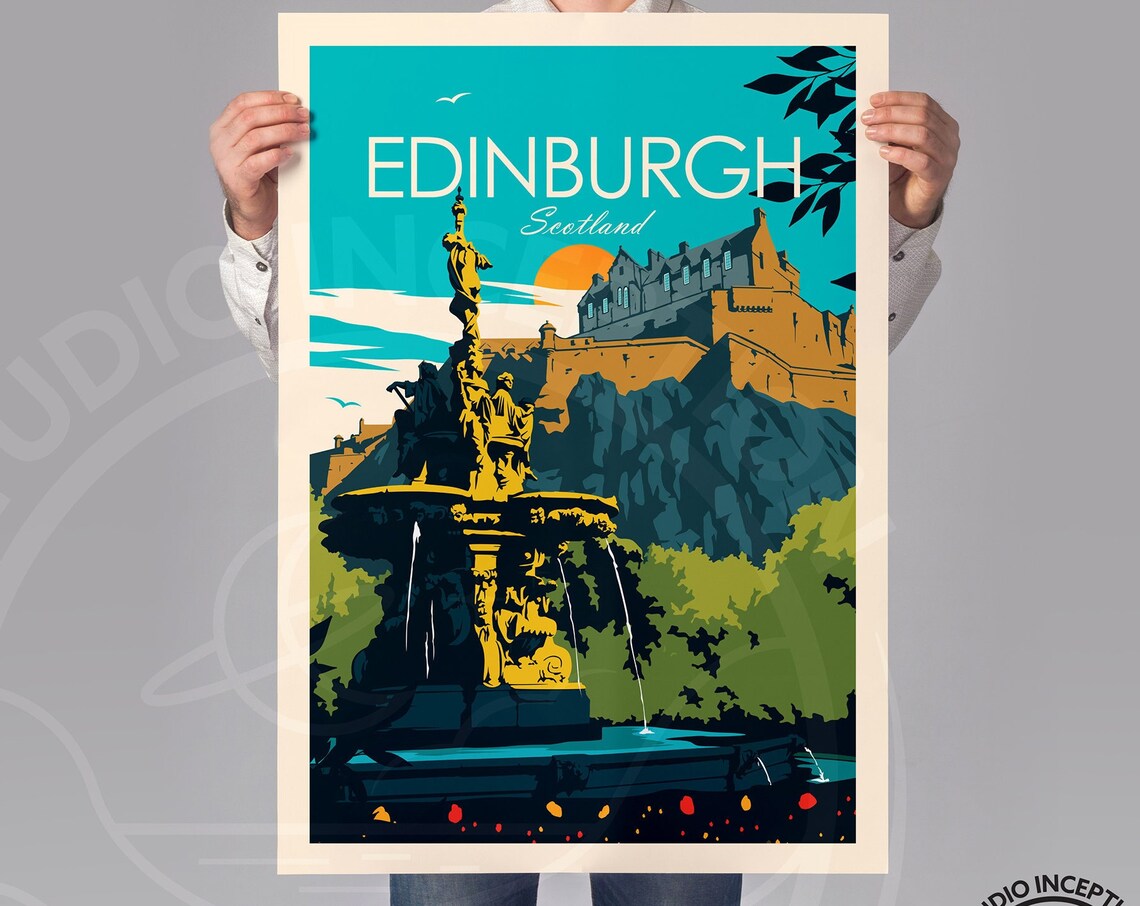 Edinburgh Scotland Travel Poster, Europe Print - Image 2