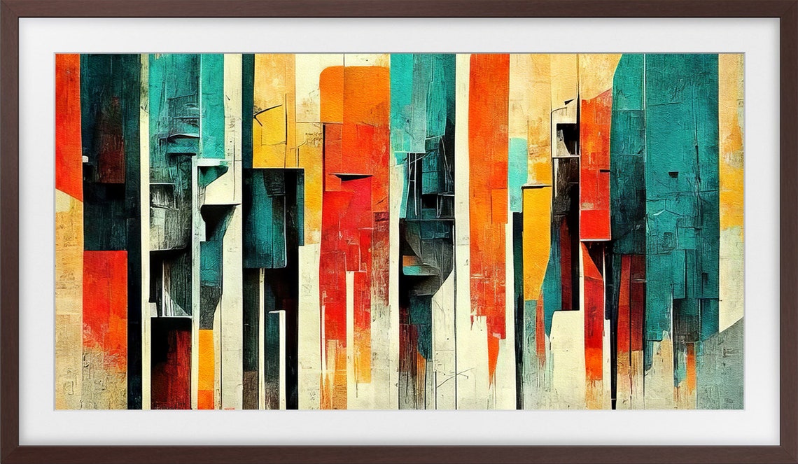 Frame Tv Art Abstract Geometric Shapes Retro Colors Mid Century Modern Art Tv - Image 3