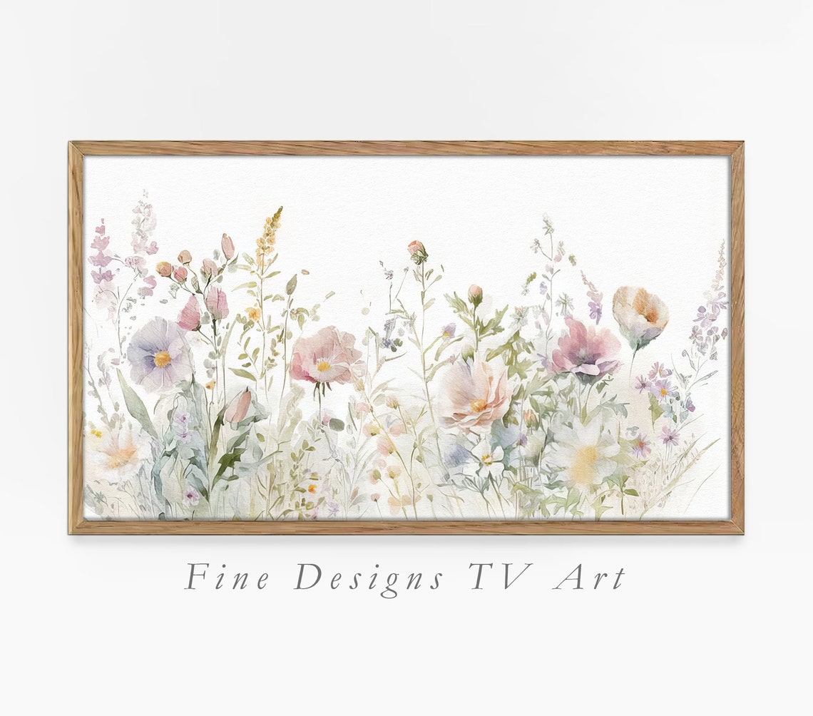 Pink Cosmos Wildflowers Watercolor Pastel Spring Floral Art Print