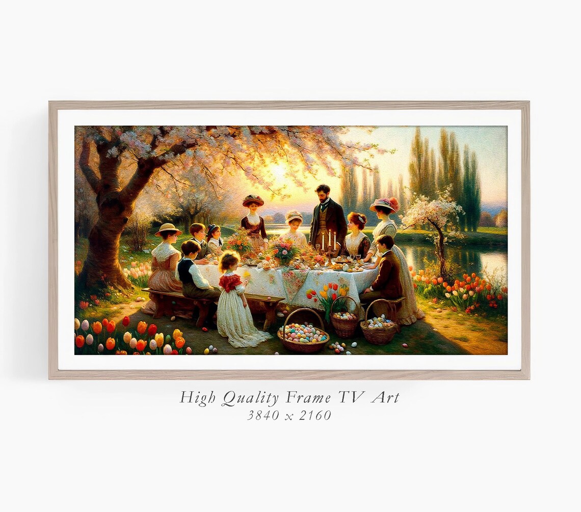 Frame Tv Art Easter Celebration Vintage Springtime Painting Impressionist Tv Artwork Blossoming Cherry Tree - Image 3
