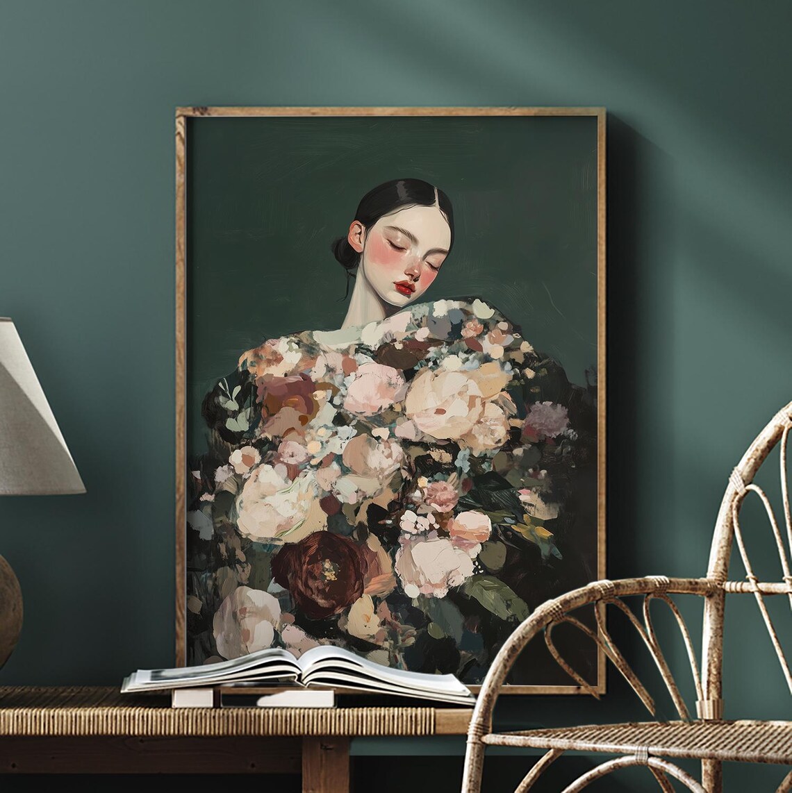 Emerald Green Abstract Female Figure Art Print