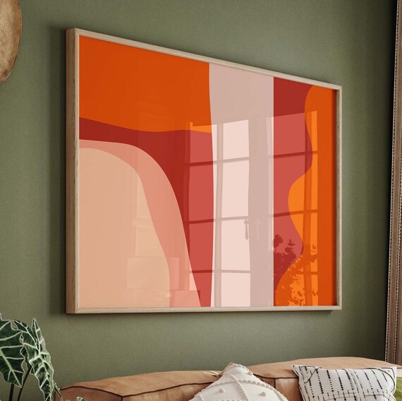 Abstract Wall Art Horizontal Modern Print Bold Colors Warm Tones Poster Pallette Minimalist Design