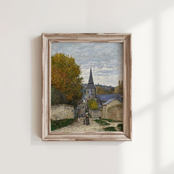 Claude Monet French Village Street Church Impressionist Art Poster