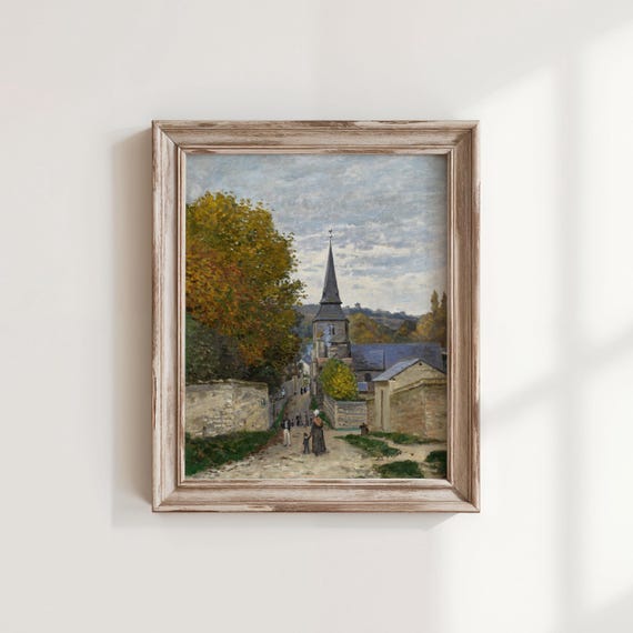 Claude Monet Sainteadresse Vintage Painting French Landscape Art
