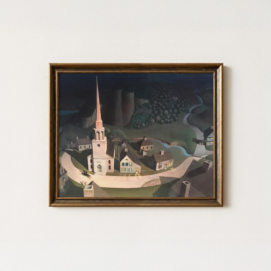 Grant Wood Midnight Ride Of Paul Revere Vintage Night Poster