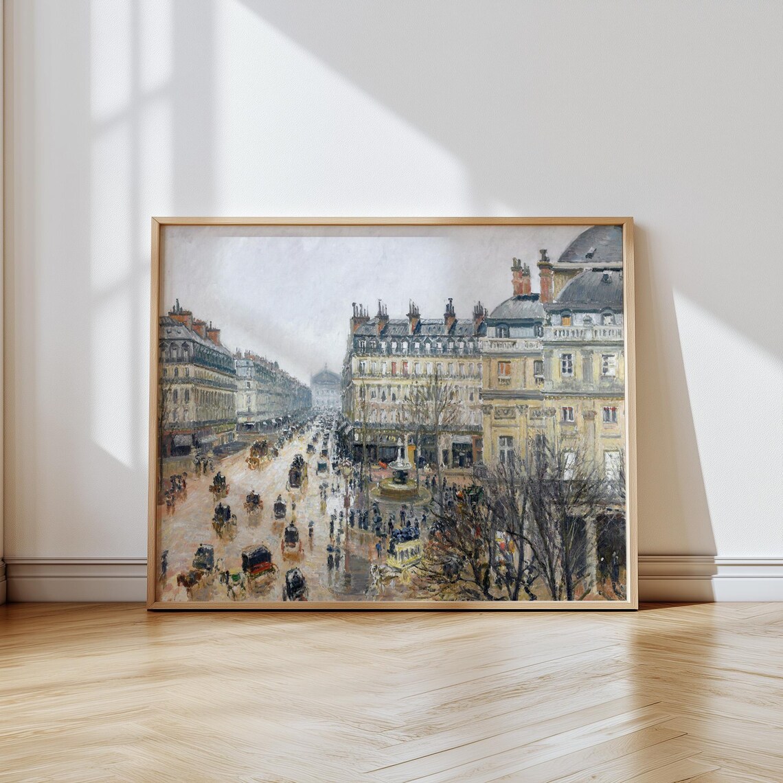 Paris Boulevard Horse Carriages Crowded Street Impressionist Painting Poster