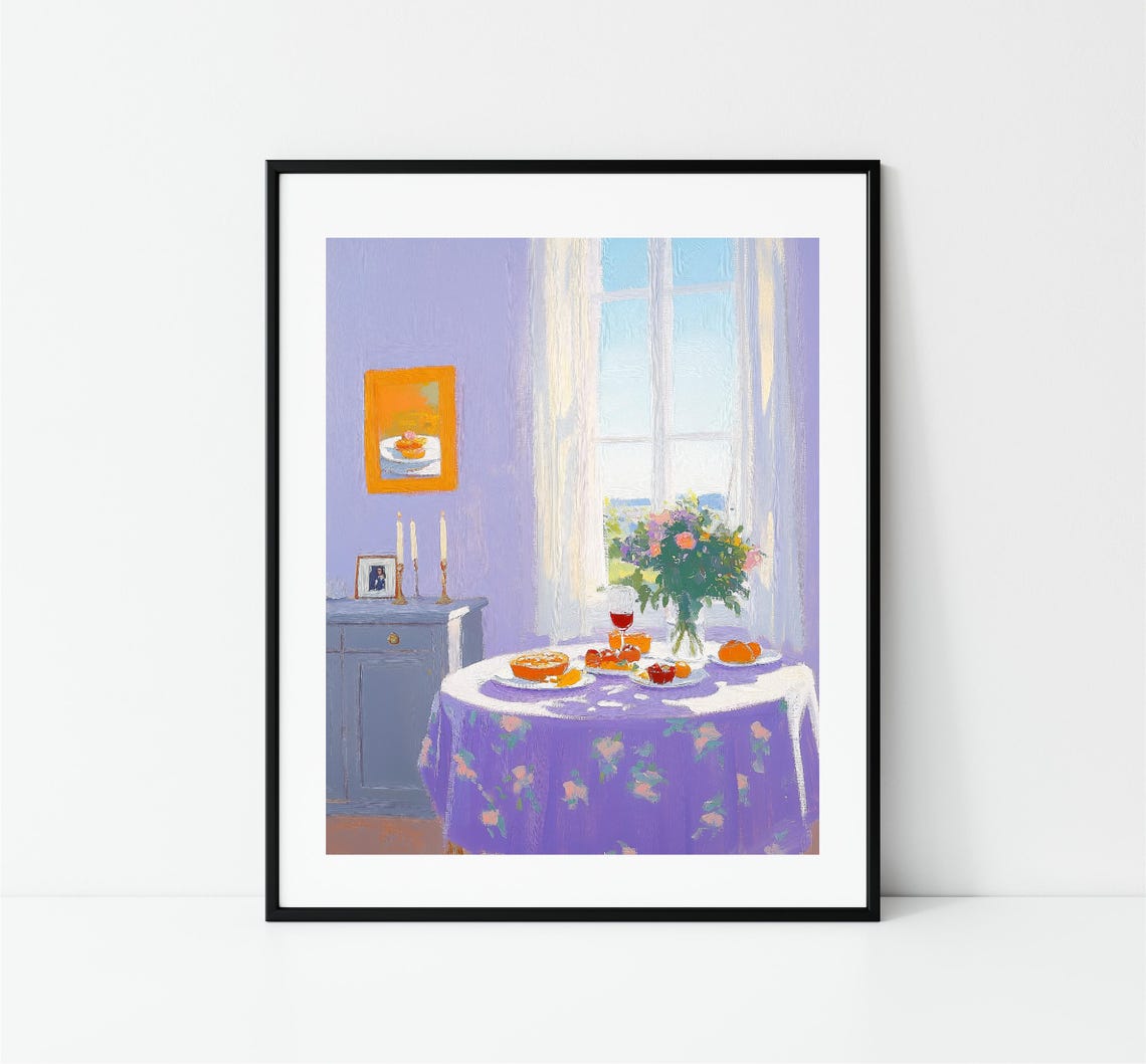 Lavender Dining Room Breakfast Window Sunlit Interior Painting Poster - Image 3
