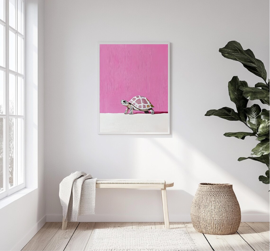 Pink Turtle Painting, Coastal Nursery Art Print - Image 5