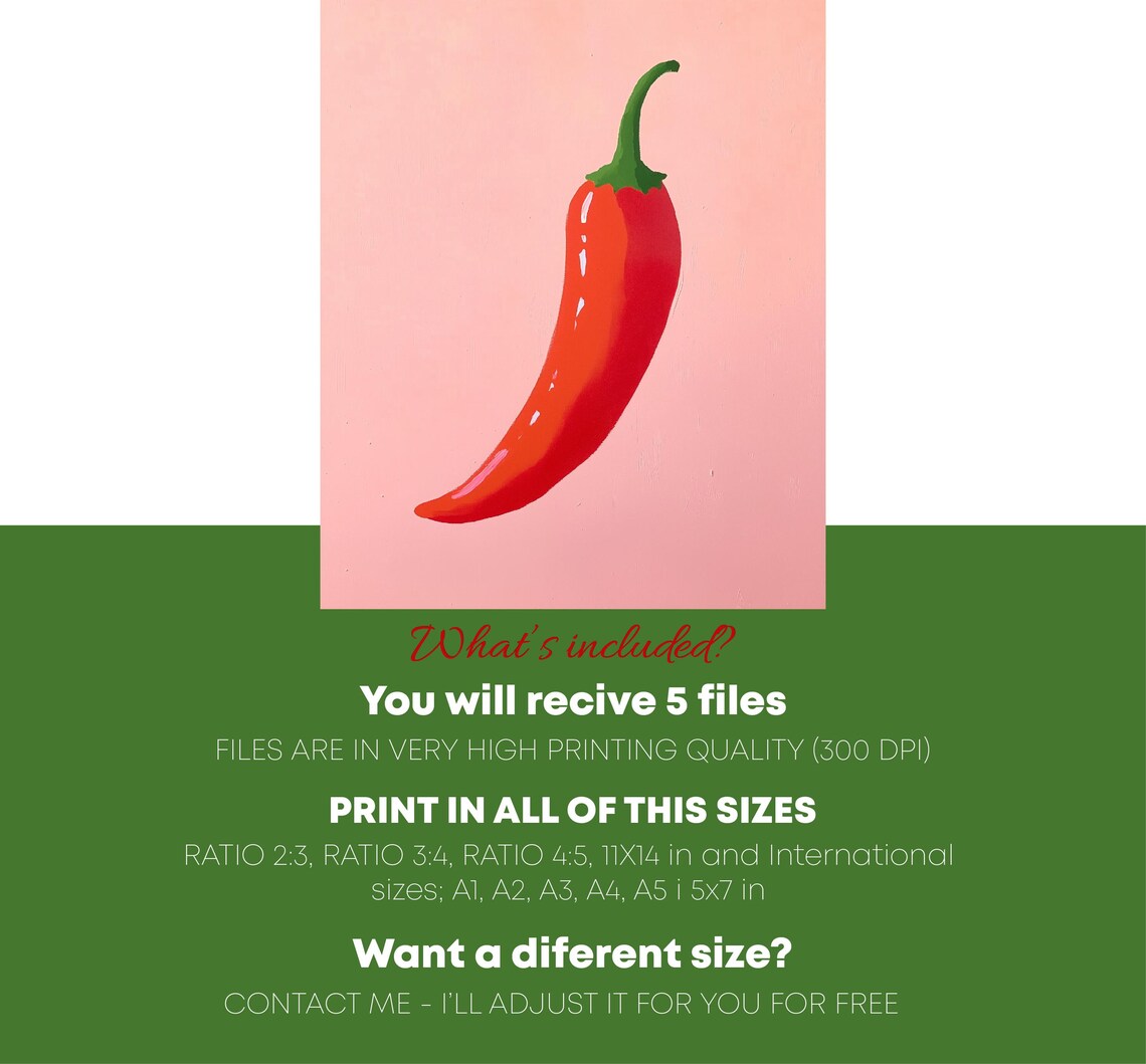 Hot Pepper Art Vegetable Wall Print Vegetable Poster Cozy Art For The Kitchen Home Decorating Gift - Image 4