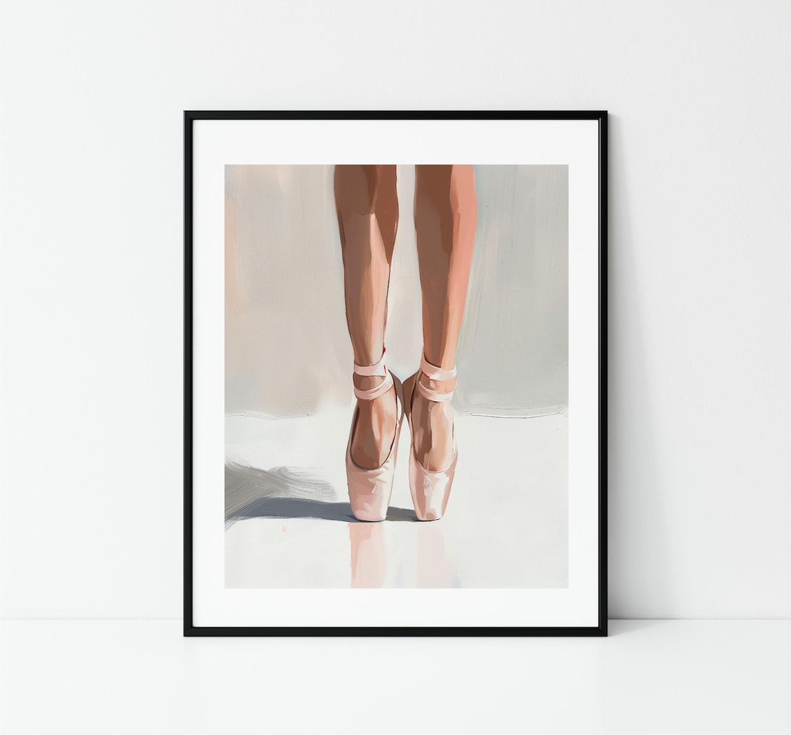 Ballerina En Pointe Pink Pointe Shoes Minimalist Dance Art Print - Image 3