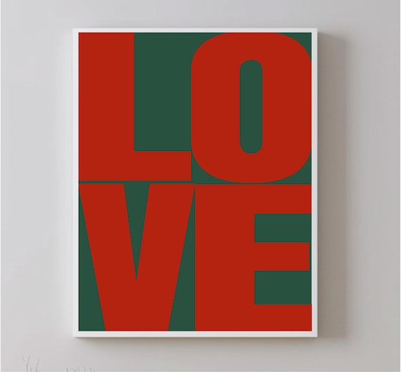 Love You Art Print Trendy Retro Wall Art Red Love Aesthetic Typography Elegant Preppy Love Poster