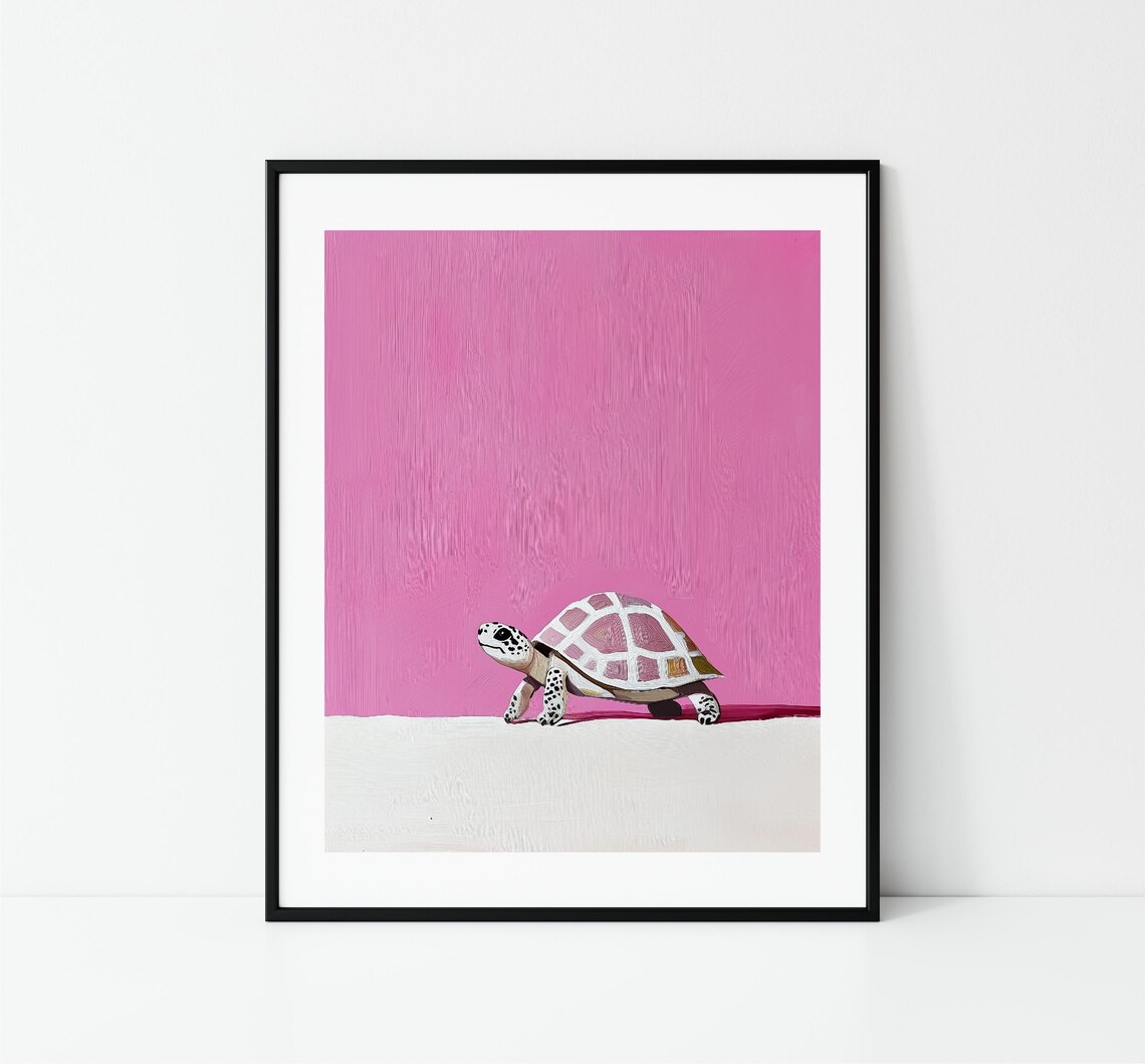 Pink Turtle Painting, Coastal Nursery Art Print - Image 3