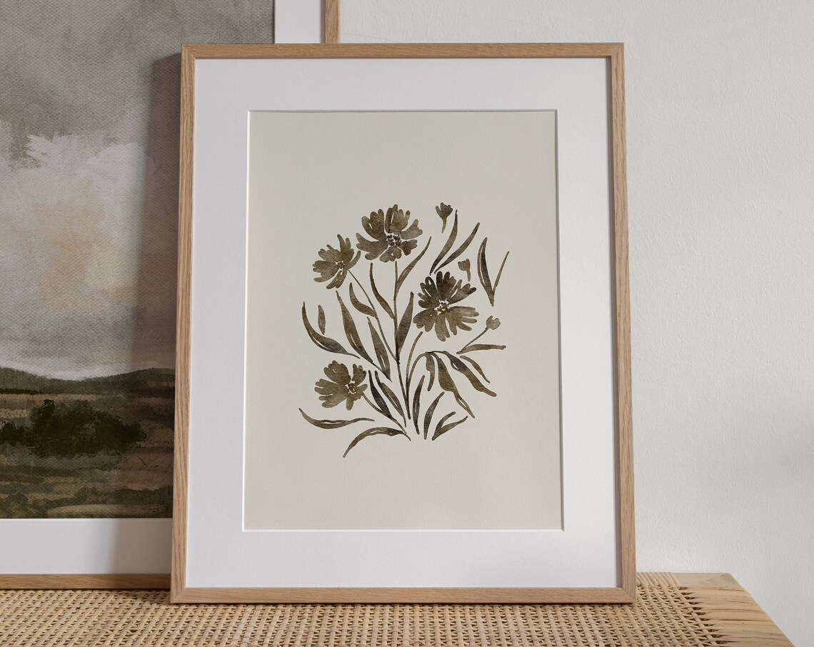 Muted Wildflower Painting, Neutral Floral Art Print - Image 3