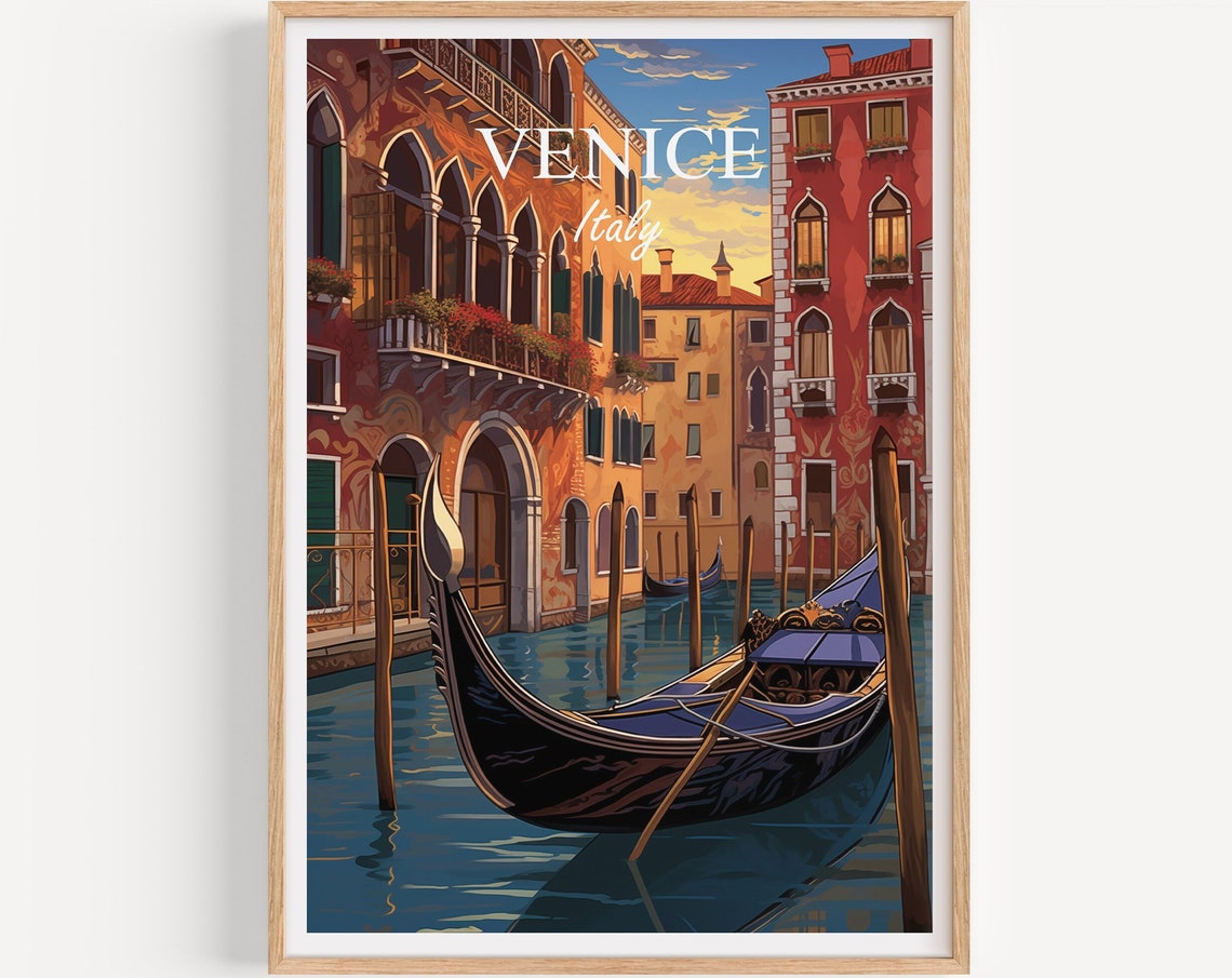 Venice Poster Wall Art Travel Illustration Italy Vintage Print Gift For Friends