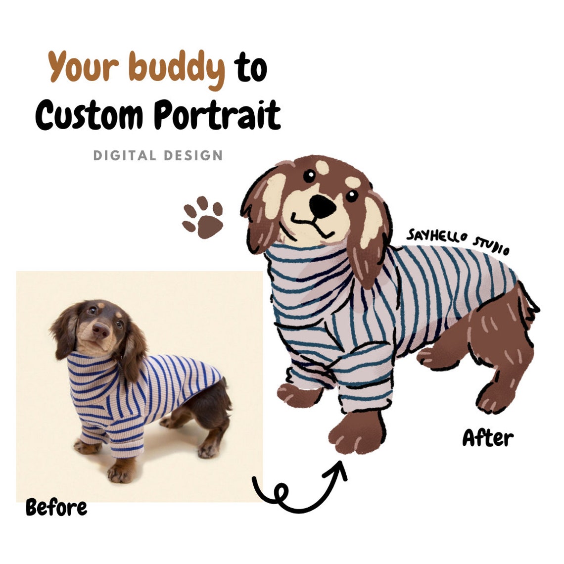 Custom Pet Portrait Perfect Pet Lover Gift Pet Portrait Painting Pet Memorial Dog Sketch Pet Loss Gift Portrait From Photo Pet Art - Image 3