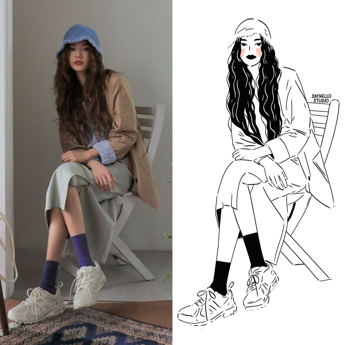 Custom Minimalist Portrait Art Commission Unique And Personalized Gift For Loved Ones Line Drawing From Photo Illustration - Image 2