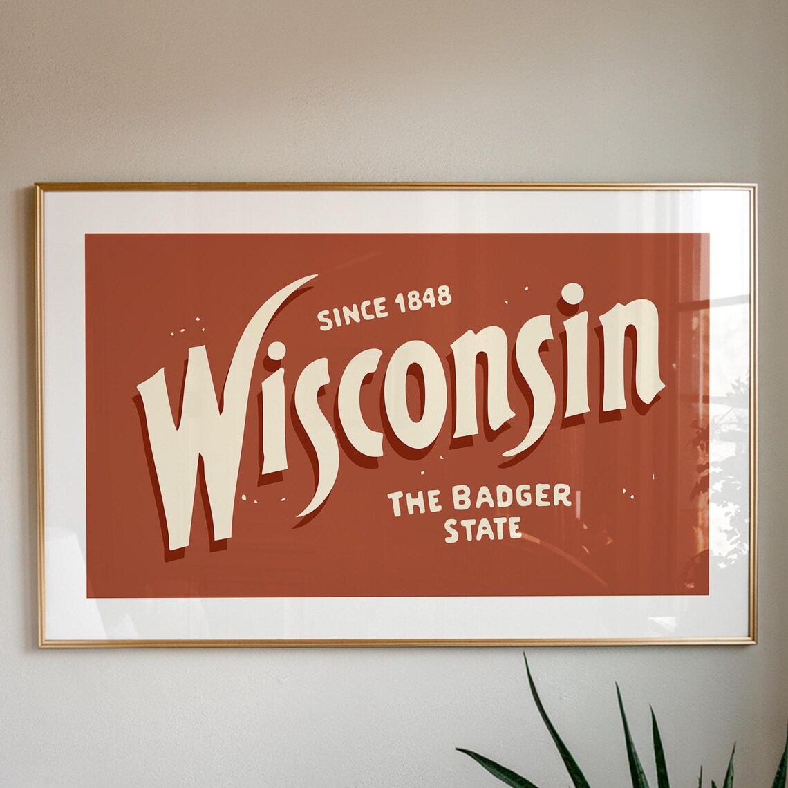 Retro Wisconsin Poster, Badger State Travel Art
