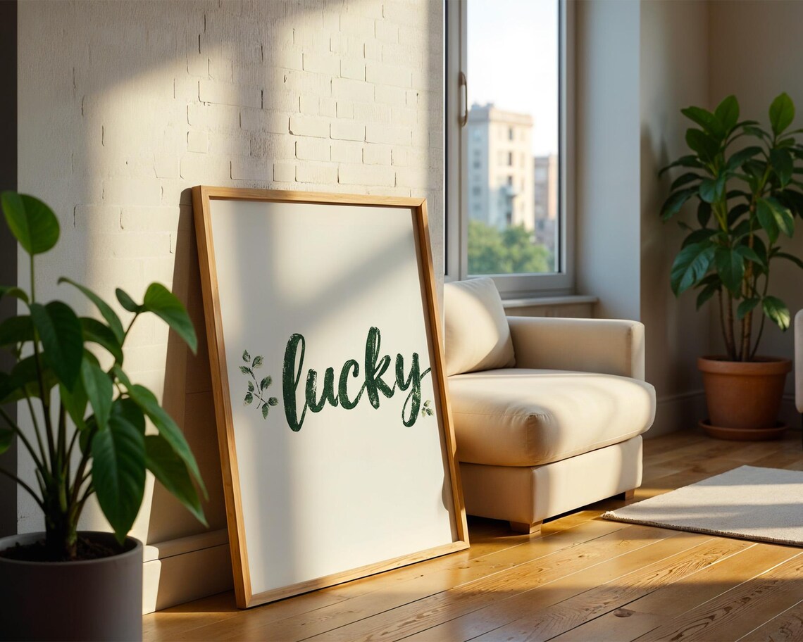 Lucky Green Text, Kitchen Office Room Decor - Image 2