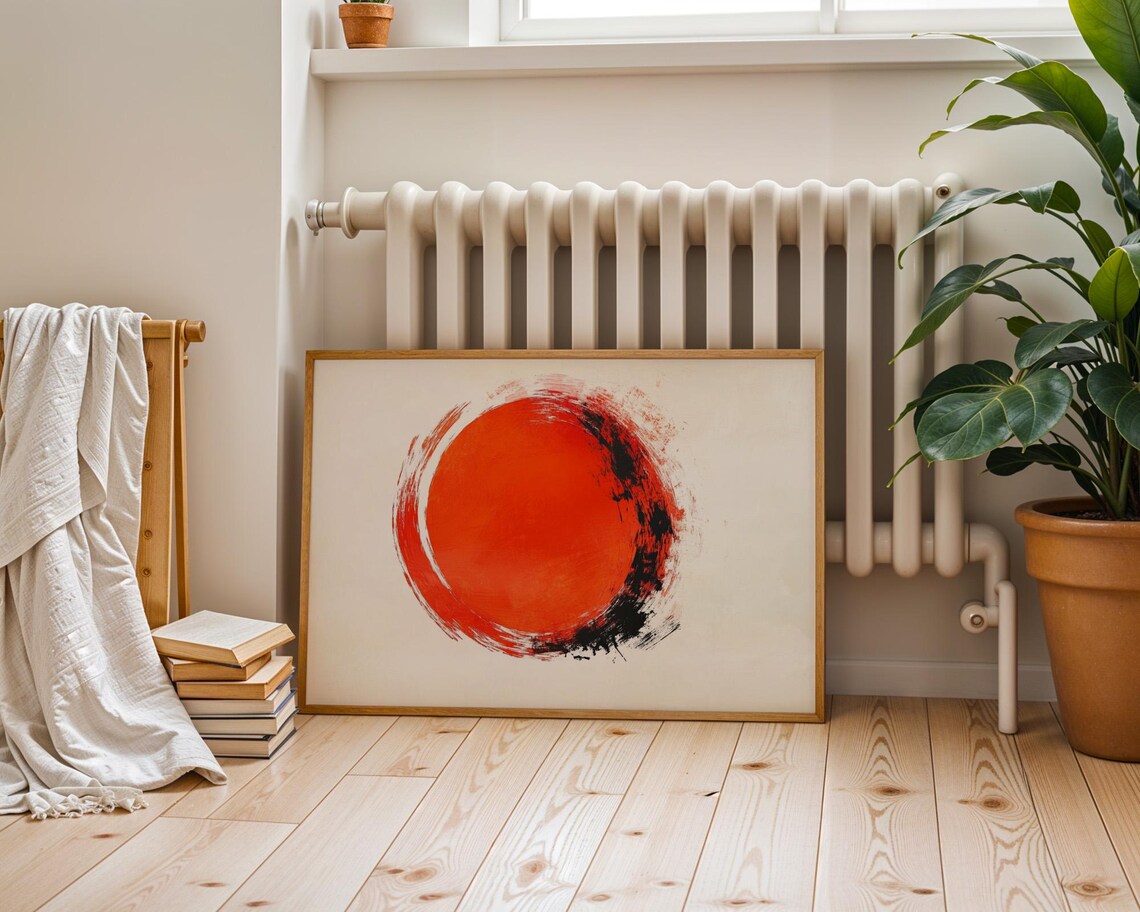 Big Orange Circle Paint Modern Art Poster Wall Art For Home Office Room Decor - Image 3