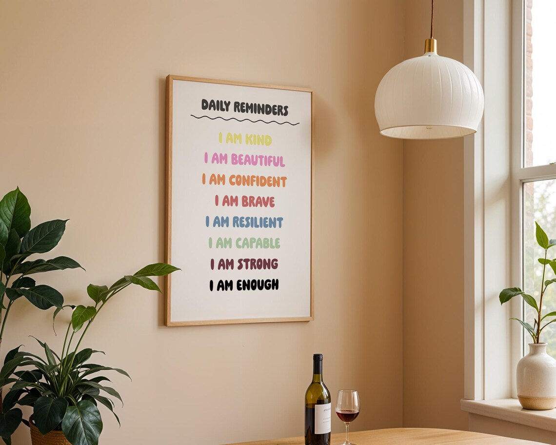 Daily Reminders Rainbow I Am Affirmations Quote Poster for Kids Rooms - Image 3