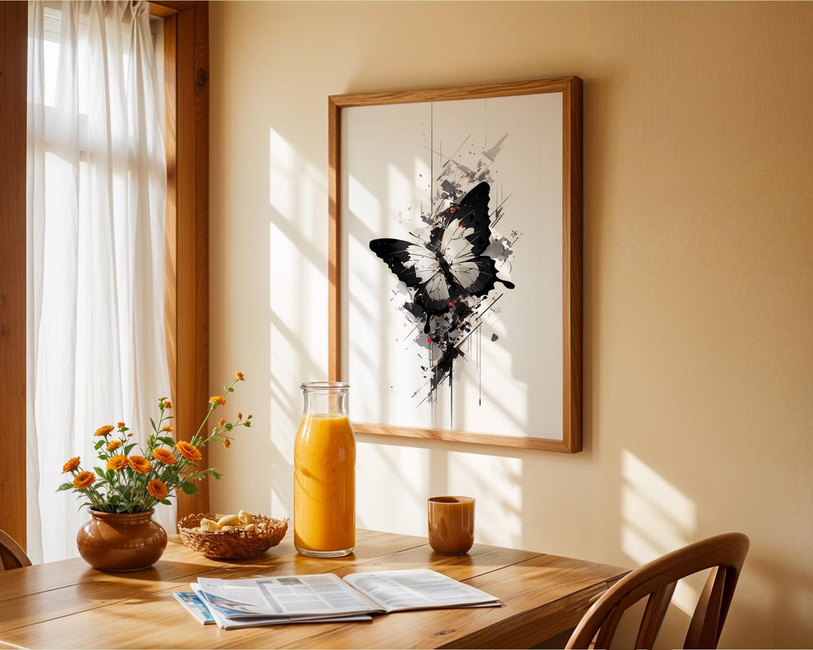 Butterfly Ink Poster Wall Art For Home Kitchen Room Decor - Image 3
