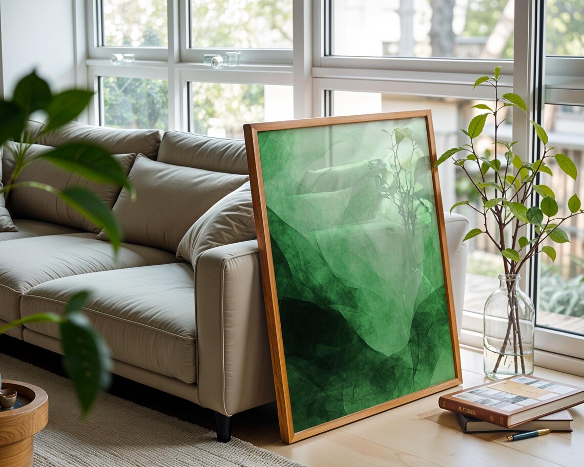 Green And White Flow Art Print, Home Decor - Image 3
